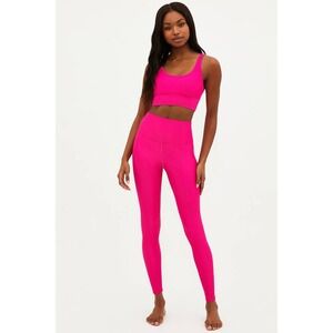 Anthropologie Beach Riot Ayla Womens Ribbed High‎ Waist Leggings Hot Pink Small